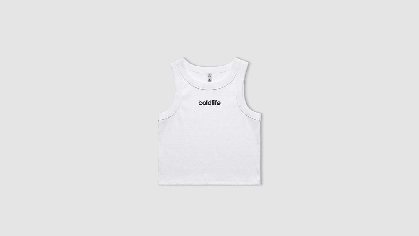 Women's Organic Rib Cropped Tank White